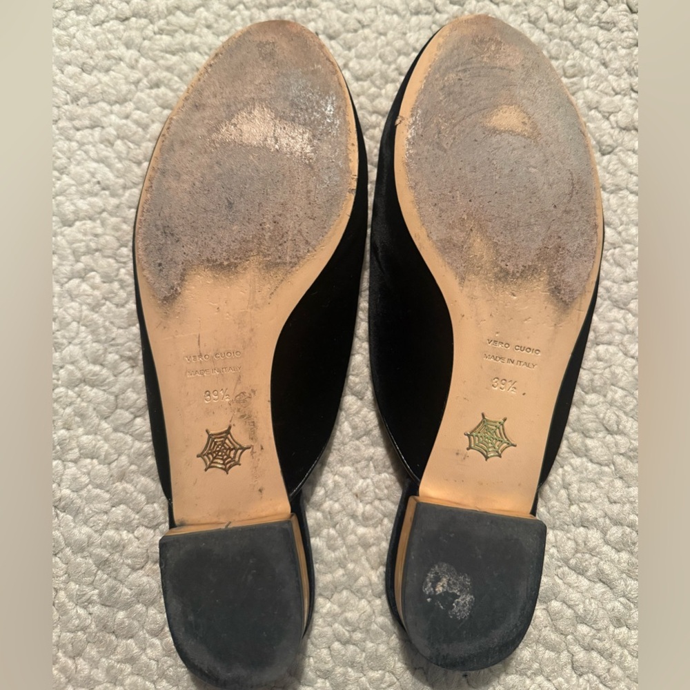 Charlotte Olympia Black Velvet Kitty Mules - Picture 3 of 3